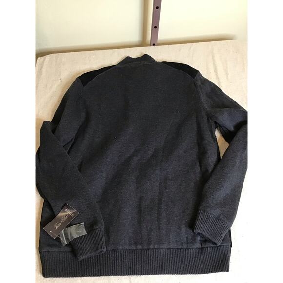 Tasso Elba Mens Faux Suede Knit Sweater/ Bomber Jacket Sz.Small Black NWT - Picture 4 of 10